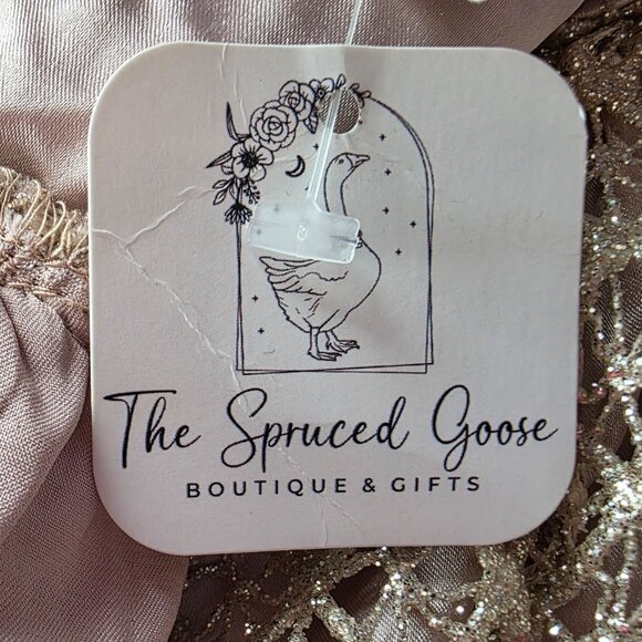 NEW Storia Womens Small Dress Glitter Bow Champagne Mini Bubble Dress Party - Picture 11 of 13